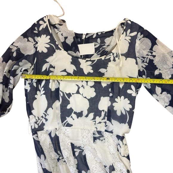 Vintage 70’s Blue And White Prairie Cottage Core Maxi Dress Women’s 10 Ruffle - Picture 12 of 16